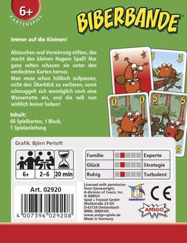 AMIGO Biberbande,  Kartenspiel 2 - 6 Spieler 20 Minuten ab 6 Jahren (02920)
