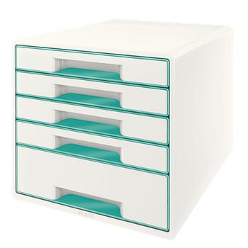 LEITZ Skuffekabinet Desk Cube WOW hvid/ isblå 5 skuffer (52142051)