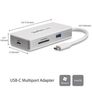 STARTECH USB C Multiport Adapter - Mac / Windows - 4K HDMI - SD Slot	 (DKT3CHSD4GPD)