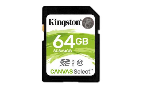 KINGSTON 64GB SD Canvas Select Class 10 UHS-I speed upto 80MB/s read (SDS/64GB)
