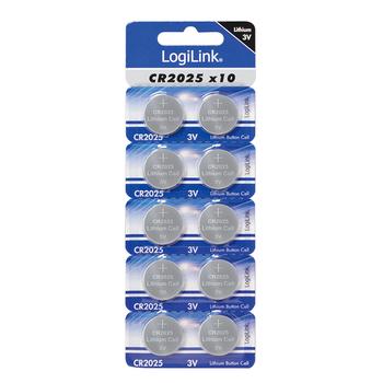 LOGILINK - Ultra Power CR2025 Lithium button cell, 3V, 10pcs (CR2025B10)