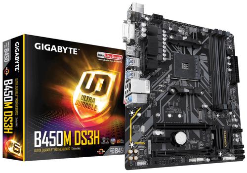 GIGABYTE B450M DS3H, Socket-AM4 Hovedkort,  mATX, B450, DDR4, 2x PCIe-x16, M.2, USB 3.1 (GAB45MDSH-00-G)