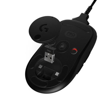 Logitech Gaming Mouse G Pro - Mus - høyre- og venstrehåndet - optisk - trådløs - LIGHTSPEED - USB trådløs mottaker (910-005272)