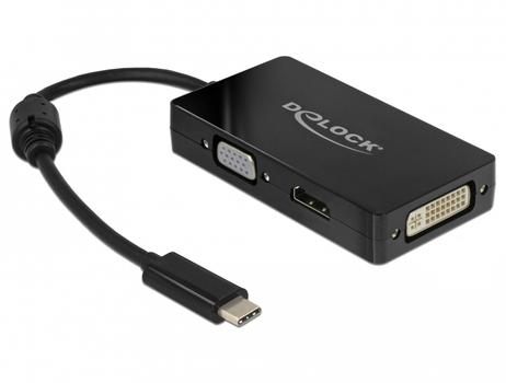 DELOCK Adapter USB Type-C™ Stecker > VGA / HDMI / DVI Buchse schwarz (63925)