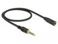 DELOCK Stereo Jack Extension Cable 3.5 mm 4 pin male to female 0.5 m black (85627)