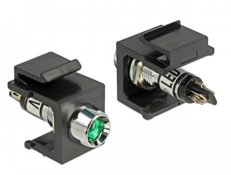DELOCK keystone LED green 6 V , black (86456)