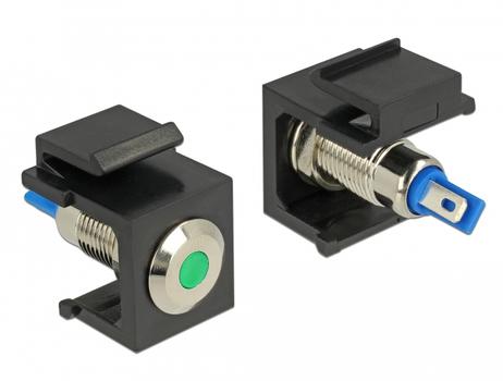 DELOCK keystone LED green 6 V flat , black (86463)
