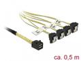 DELOCK Cable Mini SAS HD SFF-8643 > 4 x SATA 7 Pin angled 0.5 m