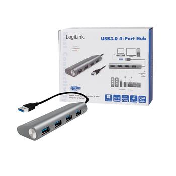 LOGILINK USB 3.0 HUB 4-port, Aluminium grau (UA0307)