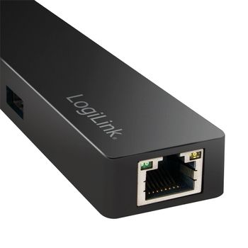 LOGILINK USB 3.1 HUB 3-port Type-C w/Gigabit LAN schwarz (UA0313)