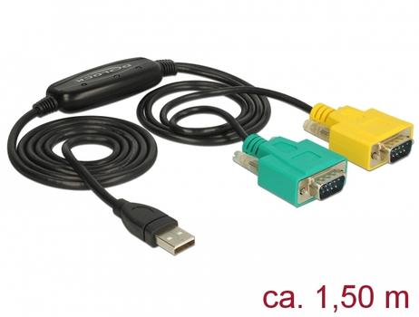 DELOCK Adapter USB 2.0 Type-A > 2 x Serial DB9 RS-232 (63466)