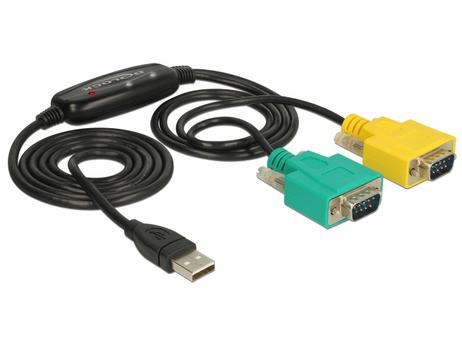 DELOCK Adapter USB 2.0 Type-A > 2 x Serial DB9 RS-232 (63466)