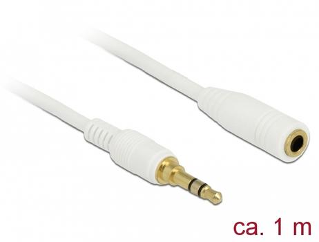 DELOCK Stereo Jack Extension Cable 3.5 mm 3 pin male to female 1 m white (85577)