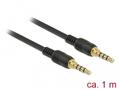 DELOCK Stereo Jack Cable 3.5 mm 4 pin male to male 1 m black