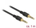 DELOCK Stereo Jack Cable 3.5 mm 4 pin male > male 1 m black