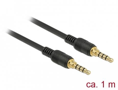 DELOCK Stereo Jack Cable 3.5 mm 4 pin male to male 1 m black (85595)
