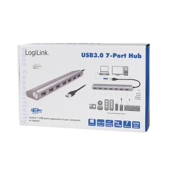 LOGILINK USB 3.0 HUB 7-port, Aluminium grau (UA0308)