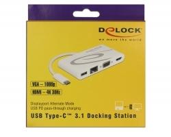 DELOCK USB Type-C 3.1 Docking Station HDMI 4K 30Hz +VGA +LAN +USB PD (87731)