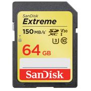 SANDISK Extreme 64GB SDXC Card UHS-I C10 V30 U3 150MB/s read 60MB/s write