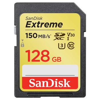 SANDISK Extreme 128GB SDXC Card UHS-I C10 V30 U3 150MB/s read 70MB/s write (SDSDXV5-128G-GNCIN)