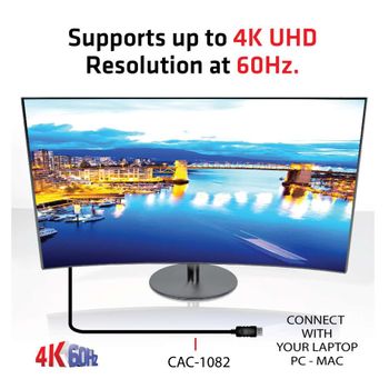 CLUB 3D Club3D Displayport 1.4 til HDMI 2.0 2m, 4K60Hz, 21.6Gbps, Male/Male (CAC-1082)