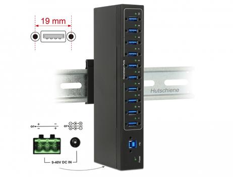DELOCK External Industry Hub 10xUSB 3.0 Type-A with 20kV ESD protection (63919)