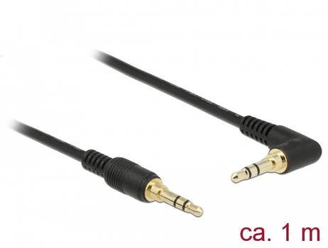 DELOCK Stereo Jack Cable 3.5 mm 3 pin male > male angled 1 m black (85566)