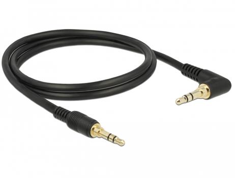 DELOCK Stereo Jack Cable 3.5 mm 3 pin male > male angled 1 m black (85566)
