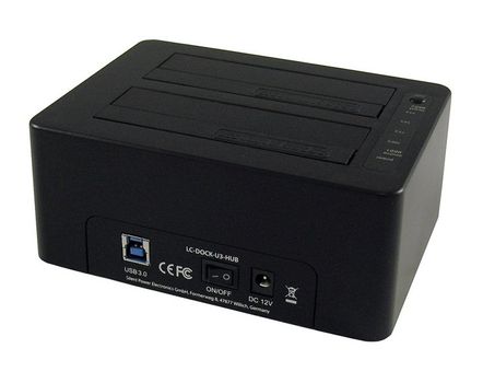 LC POWER LC-Power LC-DOCK-U3-HUB,  HDD, SSD, SATA, Serial ATA II, Serial ATA III, 2.5, 3.5"",  USB 3.0 (3.1 Gen 1) Type-B, 5 Gbit/ sek.,  Sort (LC-DOCK-U3-HUB)