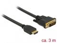DELOCK Videokabel HDMI / DVI 3m Sort
