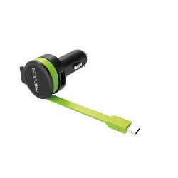 REALPOWER Car Charger C - integrated USB-C Cable + 1x USB (257636)