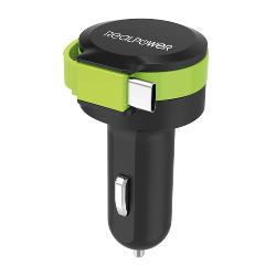 REALPOWER Car Charger C - integrated USB-C Cable + 1x USB (257636)