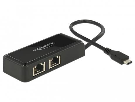 DELOCK Adapter SuperSp. USB3.1 Gen1 + USB/C > 2x Gigabit LAN (63927)