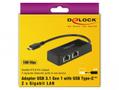 DELOCK Adapter SuperSp. USB3.1 Gen1 + USB/C > 2x Gigabit LAN (63927)