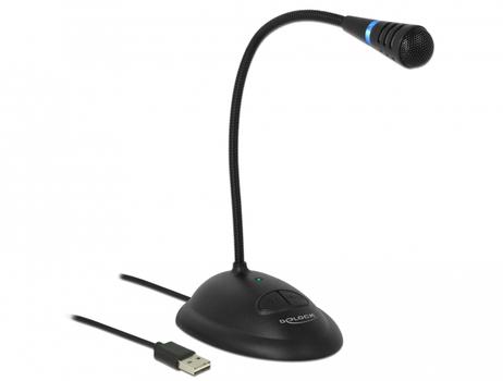 DELOCK USB Gooseneck Microphone with base and mute + on / off button (65871)