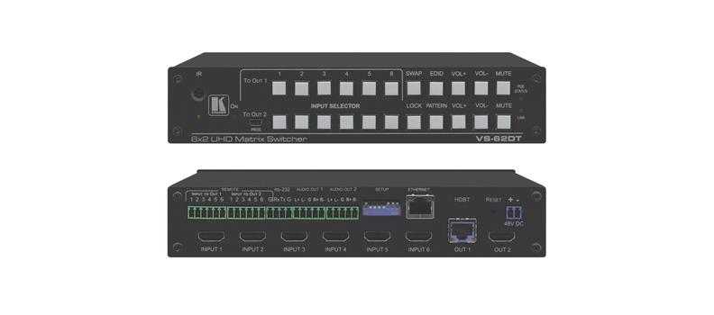 KRAMER VS-62DT 6x2 4K 60 4:2:0 HDMI-HDBaseT matrix switch with PoE for extended range (20-80434090)