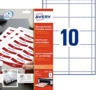 AVERY Micro Perforated Inserts for Badge Holders, 190 g, 54x9 10 Labels/sheet/20 sheets/pack