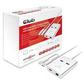 CLUB 3D USB3 HDMI to Ethernet and 2x USB3 adapter (CSV-2600)