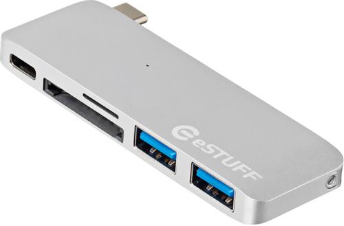 eSTUFF USB C Slot-in Hub Silver (ES84121-SILVER)
