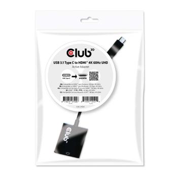 Club 3D USB 3.1 Type C to HDMI 2.0 UHD 4K Active Adapter - ekstern videoadapter (CAC-2504)