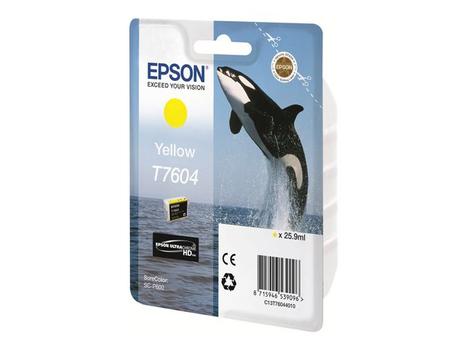 EPSON n Ink Cartridges,  Ultrachrome HD, T7604, Killer Whale, Singlepack,  1 x 25.9 ml Yellow (C13T76044010)