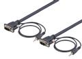 DELTACO monitor cable HD15 ma-ma, 1m, 1920x1200 60Hz, 3.5mm audio