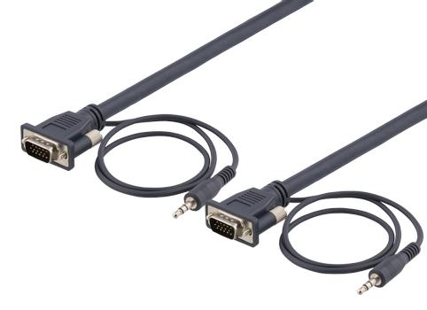 DELTACO itor cable HD15 ma-ma, 3m, 1920x1200 60Hz, 3.5mm audio (RGB-903)