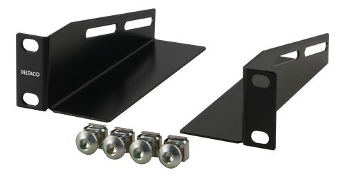 DELTACO L-support rails for 10" cabinet, 1U, 136mm deep, 2-pack, black (10-33L)