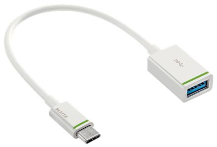 KENSINGTON Leitz Complete - USB-adapter - USB-C (hane) till USB typ A (hona) - USB 3.1 Gen 1 - 3 A - 15 cm - vit (63370001)