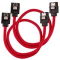 CORSAIR Premium Sleeved SATA Data Cable Set with Straight Connectors_ Red_ 30cm