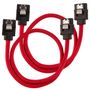 CORSAIR Premium Sleeved SATA Data Cable Set with Straight Connectors_ Red_ 30cm