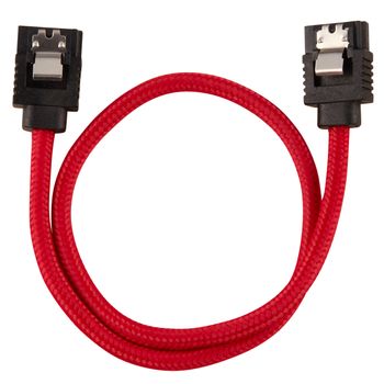 CORSAIR Premium Sleeved SATA Data Cable Set with Straight Connectors_ Red_ 30cm (CC-8900250)