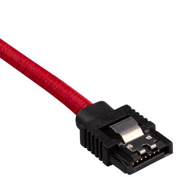 CORSAIR Premium Sleeved SATA Data Cable Set with Straight Connectors_ Red_ 30cm (CC-8900250)
