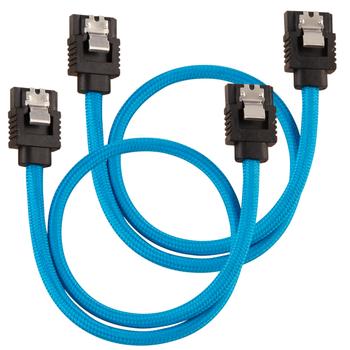 CORSAIR Premium Sleeved SATA Data Cable Set with Straight Connectors_ Blue_ 30cm (CC-8900251)